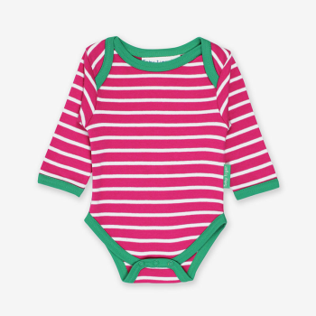 Image showing the Breton Organic Cotton Long Sleeved Bodysuit, 0 - 3 Months, Pink Stripe product.