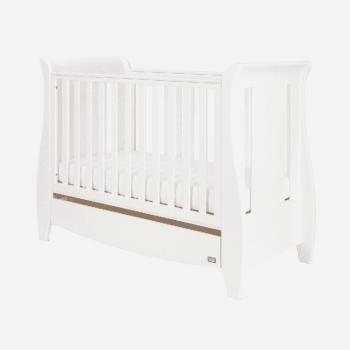 Image showing the Katie Mini 3 in 1 Sleigh Small Cot Bed, White product.