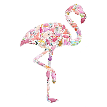Image showing the F is for Flamingo Alphabet Print, 40 x 30cm, Pink product.