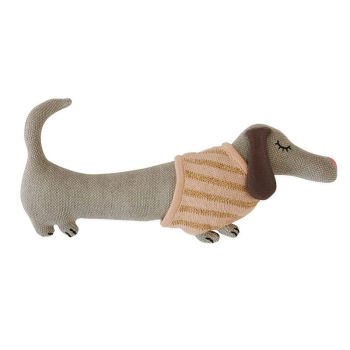 Image showing the Darling Daisy Dog Soft Toy, Light Grey / Rose product.
