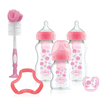 Image showing the Options+ 6 Piece Baby Bottle Set, Pink product.