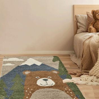 Image showing the Little Bear in The Forest Rug, 120 x 170cm, Multi product.