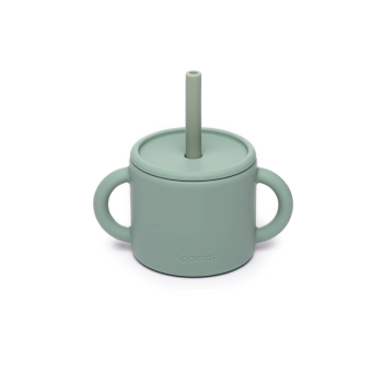 Image showing the Silicone Cup & Straw, Meadow Green product.