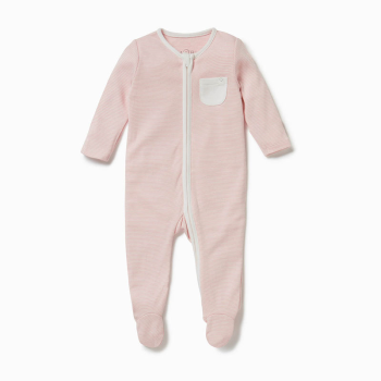 Image showing the Clever Zip Sleepsuit, 0 - 3 Months, Blush Stripe product.
