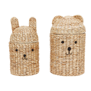 Image showing the Bear & Rabbit Set of 2 Wicker Baskets, Nature product.