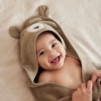 Image showing the Bear Hooded Baby Bath Towel, Taupe product.