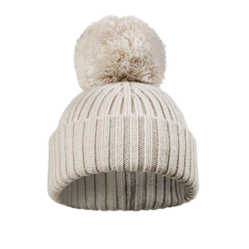 Image showing the Knitted Pom Pom Hat, 0 - 6 Months, Creamy White product.