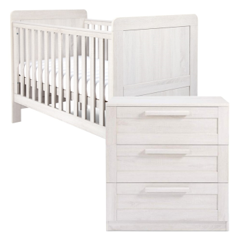 Image showing the Atlas 2 Piece Nursery Furniture Set (excl. Mattress), Nimbus White product.