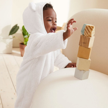 Image showing the Recycled Fleece Pramsuit, 3 - 6 Months, White product.