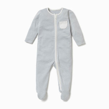 Image showing the Clever Zip Sleepsuit, 0 - 3 Months, Blue Stripe product.