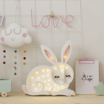 Image showing the Wooden Bunny Lamp, Snow White product.