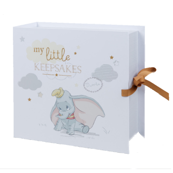 Image showing the Disney Dumbo Baby Keepsake Box with Drawers, White product.