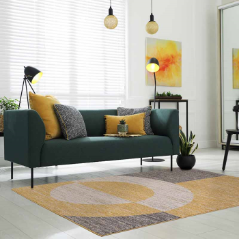 Image showing the Muse Modern Geometric Halo Rug, 120 x 170cm, Yellow product.