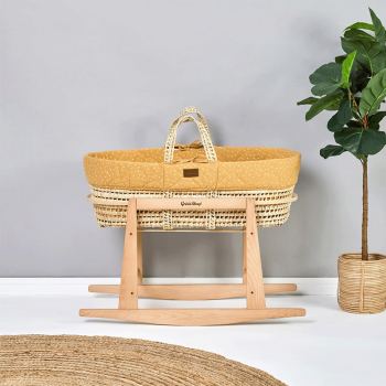 Image showing the Natural Quilted Moses Basket Bundle incl. Rocking Stand & Mattress, Printed Honey product.