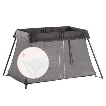 Image showing the Light Travel Cot & Fitted Sheet Bundle, Black product.