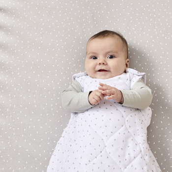 Image showing the Organic Baby Sleeping Bag, 2.5 Tog, 0 - 6 Months, 74cm, White Rice product.