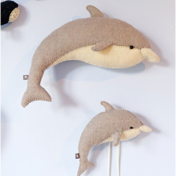 Image showing the Dolphin Mini Felt Animal Wall Decoration, Grey product.