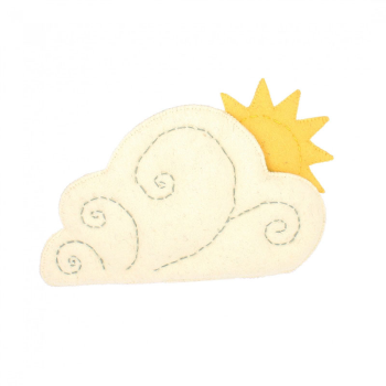 Image showing the Cloud & Sun Felt Wall Decoration, Cream product.
