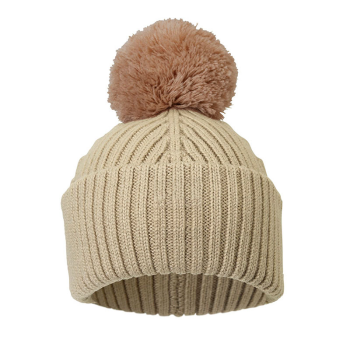 Image showing the Knitted Pom Pom Hat, 0 - 6 Months, Pure Khaki product.