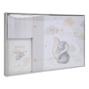 Image showing the Disney Dumbo Milestone Cards & Baby Memory Book Set, White product.