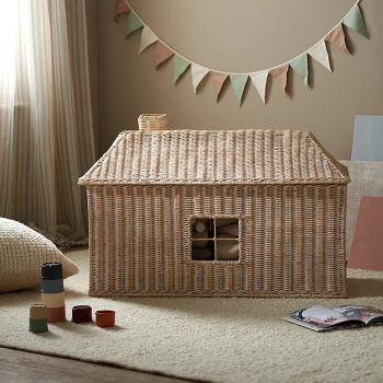 Image showing the Rattan House Toy Chest, White Washed product.