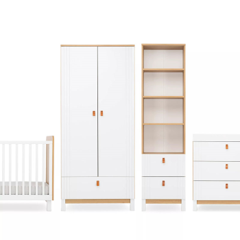 Image showing the Rafi 4 Piece Nursery Furniture Set excl. Mattress, Oak/White product.