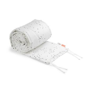 Image showing the Dreamy Dots Cot Bed Bumper with Strings, White product.