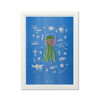 Image showing the Sea Life Riso Print, A3, Blue product.