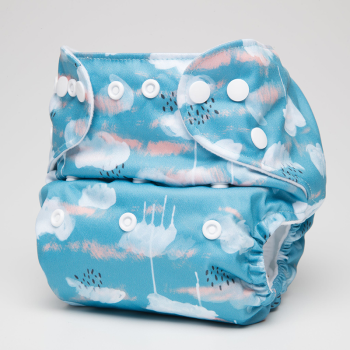 Image showing the Fluffy Clouds Reusable Nappy, Blue product.