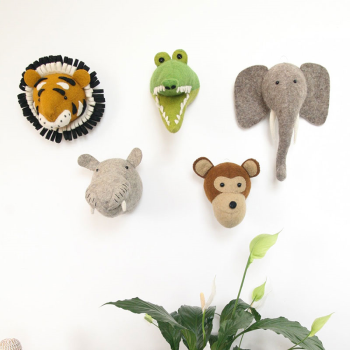 Image showing the Hippo Head Mini Felt Animal Wall Decoration, Grey product.