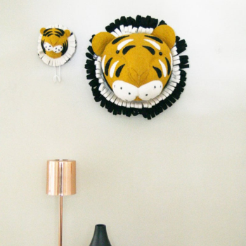Image showing the Tiger Head Large Felt Animal Wall Decoration, Yellow product.