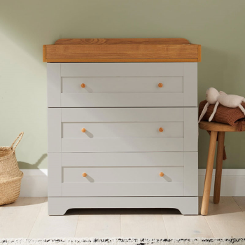 Image showing the Rio Chest of Drawers with Changing Unit, Dove Grey/Oak product.