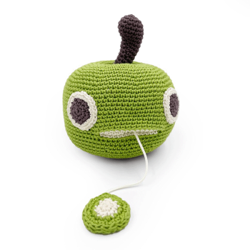 Image showing the Ringo Apple Crochet Musical Pull Toy, Green product.