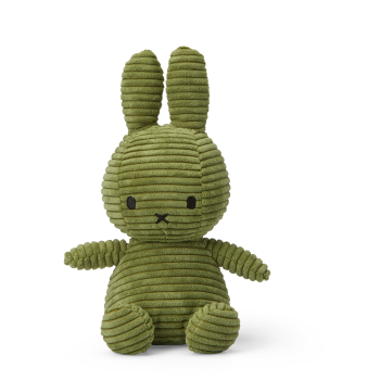 Image showing the Miffy Sitting Corduroy Soft Toy, 23cm, Olive Green product.