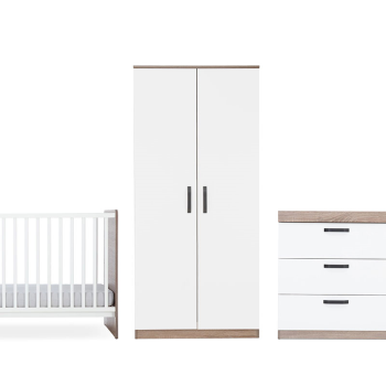 Image showing the Enzo 3 Piece Nursery Furniture Set excl. Mattress, Truffle Oak/White product.