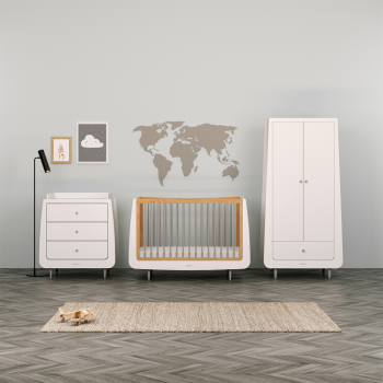 Image showing the SnuzKot Skandi 3 Piece Nursery Furniture Set excl. Mattress, Grey product.