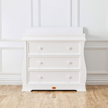 Image showing the Sleigh 2 Piece Chest of Drawers with Changing Unit Set, White product.