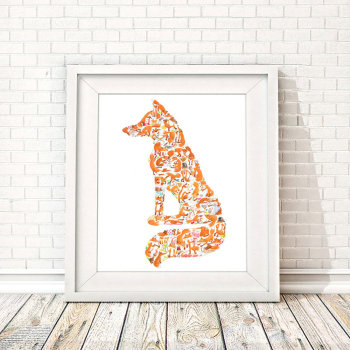 Image showing the F is for Fox Alphabet Print, 40 x 30cm, Orange product.