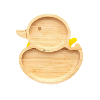 Image showing the Duck Bamboo Suction Plate, Yellow product.