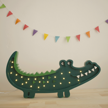 Image showing the Wooden Crocodile Lamp, Papkin Green product.