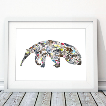 Image showing the A is for Anteater Alphabet Print, 40 x 30cm, Brown product.