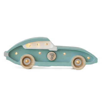Image showing the Mini Wooden Race Car Lamp, Retroblue product.