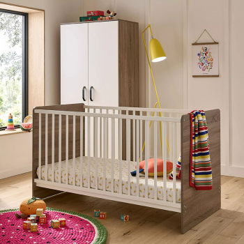 Image showing the Enzo Cot Bed excl. Mattress, Truffle Oak/White product.