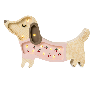 Image showing the Mini Wooden Puppy Lamp, Cherries On Pink product.