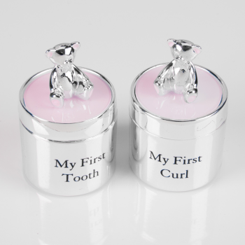 Image showing the Bambino Silverplated Tooth & Curl Box Set, Pink product.