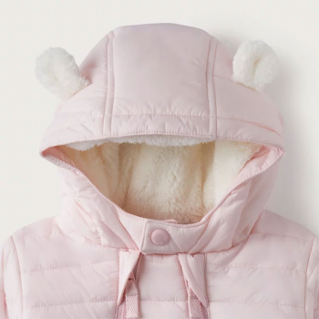 Image showing the Recycled Quilted Pramsuit, 0 - 3 Months, Pink product.