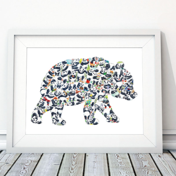 Image showing the P is for Panda Alphabet Print, 40 x 30cm, Black product.