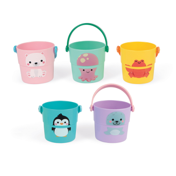 Image showing the Pack of 5 Activities Buckets Bath Toys, Multi product.