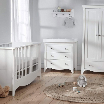 Image showing the Clara 3 Piece Nursery Furniture Set excl. Mattress, White product.