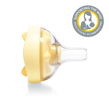 Image showing the Calma Breastfeeding Device with Breastmilk Bottle, 250ml, Yellow product.
